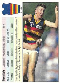 1993 Select AFL #186 Shaun Rehn Back